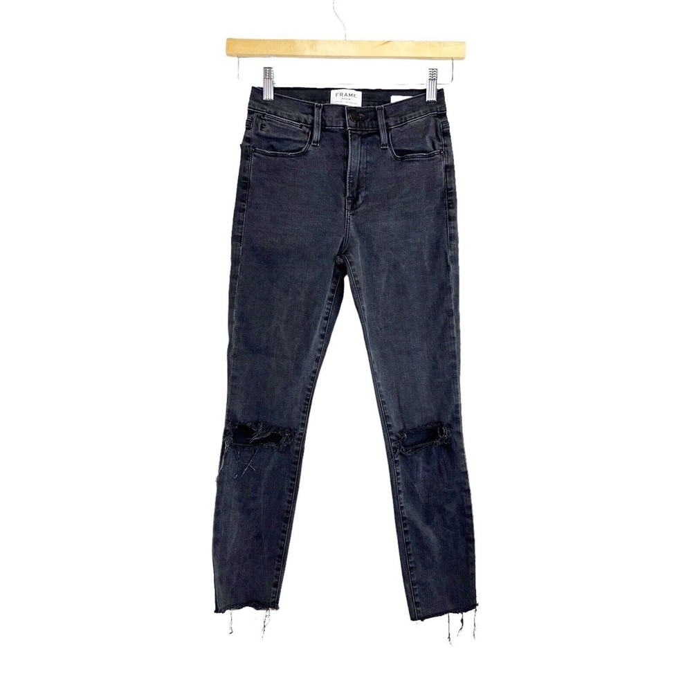 Frame Denim Le High Skinny Distressed Raw Hem Jeans Women's Size 26